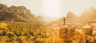 Woman overlooking expanse in Sedona, AZ